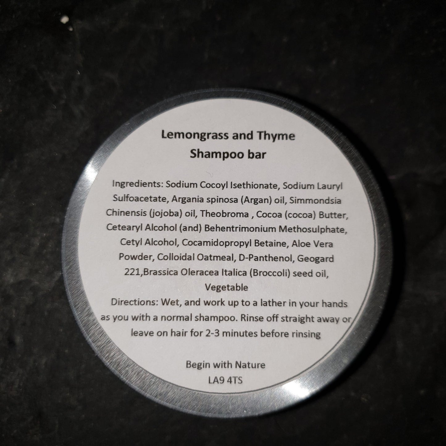 Handmade Lemongrass and Thyme Solid Shampoo Bar image 1