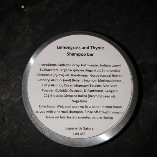 Handmade Lemongrass and Thyme Solid Shampoo Bar image 1