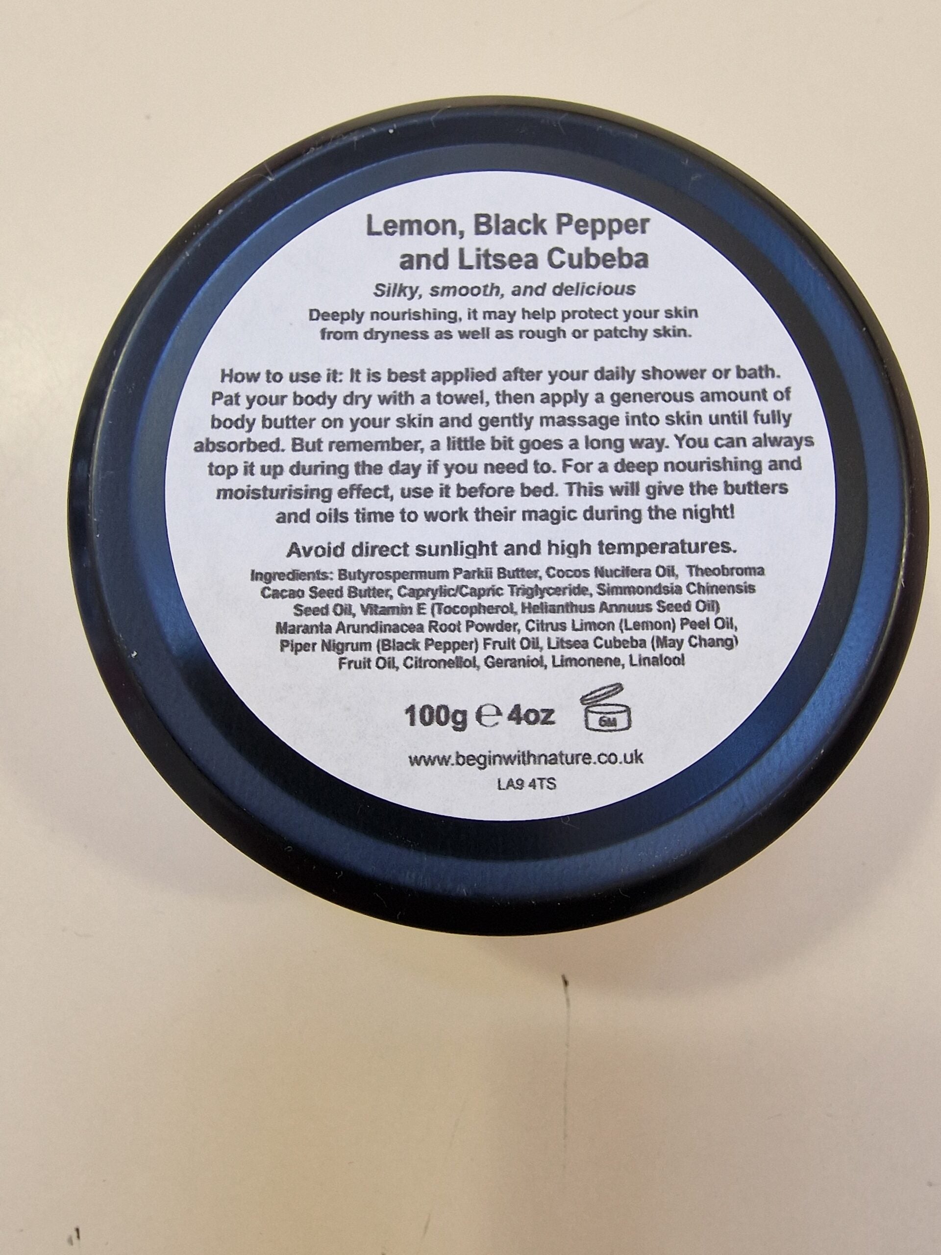 Lemon, Black Pepper and Litsea Cubeba Body butter image 2